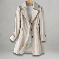 Katharina | Damen Trenchcoat eleganter Einreiher Baumwoll-Nylon-Mantel – Beige