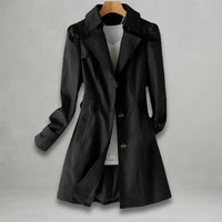 Katharina | Damen Trenchcoat eleganter Einreiher Baumwoll-Nylon-Mantel – Schwarz