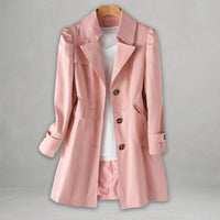 Katharina | Damen Trenchcoat eleganter Einreiher Baumwoll-Nylon-Mantel – Rosa