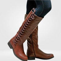 Damen trendige hohe Stiefel | Bequeme – Braun