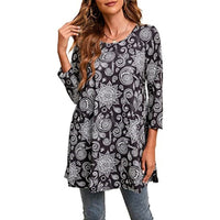 Leonie | Damen Tunika mit buntem Mandala-Druck und 3/4-Ärmeln – A14