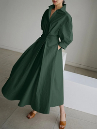 Damen Vintage-Designerkleid | Midi – Armee grün