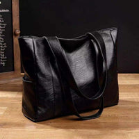Elisabeth | Damen Vintage Leder Tote Bag Große Kapazität Klassische Schultertasche – Schwarz