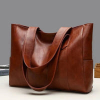 Elisabeth | Damen Vintage Leder Tote Bag Große Kapazität Klassische Schultertasche – Braun