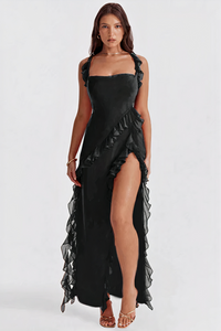 Damen Vintage-stylisches Partykleid | Maxi – Schwarz
