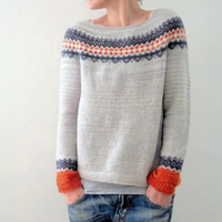 Damen warmer Herbstpullover | Norwegisch – Hellgrau