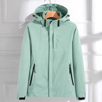 Hannah | Damen Wasserdichte Regenjacke mit Abnehmbarer Kapuze Verstellbarer Passform – Mintgrün