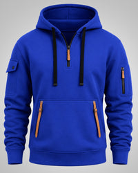 Daniel | Herren Sportlicher Half-Zip Hoodie – Blau