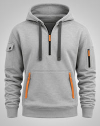 Daniel | Herren Sportlicher Half-Zip Hoodie – Hellgrau