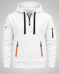 Daniel | Herren Sportlicher Half-Zip Hoodie – Weiß
