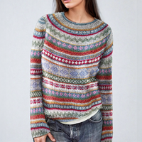 Gemusterter Pullover in lockerer Passform für Frauen – Weiß