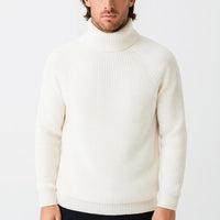 David | Herren Gerippter Warmer Rollkragenpullover – Weiß