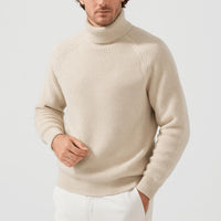 David | Herren Gerippter Warmer Rollkragenpullover – Beige
