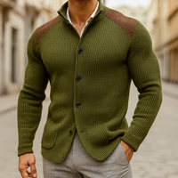 David | Herren Gestrickter Knopfleiste Strickblazer – Grün