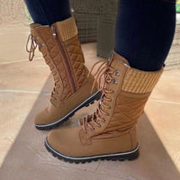 Poimira | Thermisch Isolierte Wasserdichte Kunstpelz-Schneestiefel – Khaki