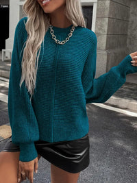 Dreifalyn | Gemütliche Essentials Rundhalsausschnitt Pullover Lässig Acryl Stricken – Dunkles Cyan
