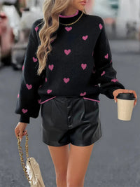 Olicaveia | Affectionate Vibes Strickpullover mit elegantem Herz-Design – Schwarz