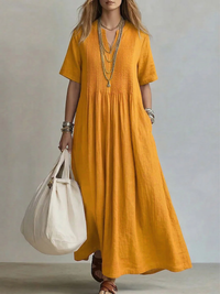 Wren - Leichtes Plisseekleid – Gelb