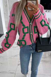 Lasandreth | Rosa Kunst-Knopfstrickjacke – Rosa