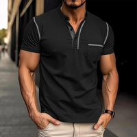 Dennis | Herren Henley Shirt Mit Kontrast Casual – Schwarz