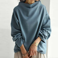 ROSELYN - LANGARMLIGER PULLOVER MIT HOHEM KRAGEN – Blau