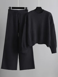 MAYA - PULLOVER-OVERSIZE UND WEITE HOSE – Schwarz