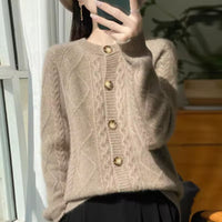 KATRIN - STRICKJACKE MIT KNÖPFEN – Camel