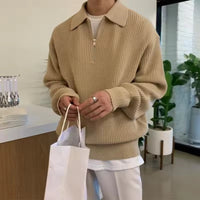 RUDIGER - GROBSTRICKPULLOVER MIT REISSVERSCHLUSS – Khaki
