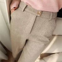 MEIKE - ELEGANTE ANZUGHOSE AUS REINER WOLLE – Beige