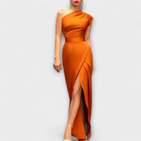 Axa - Stilvolles asymmetrisches Abendkleid – Orange