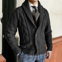 Gestrickte Herren Strickjacke – Schwarz