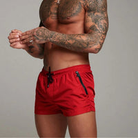 Badehose für Herren - Leichte, schnelltrocknende Strandhose mit Reißverschluss für den Sommer – Rot