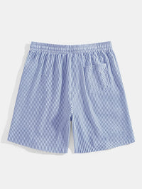 Herren Casual Elastisch Taille Gestreift Sommer Shorts – Blau