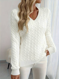 Sivanit - Langärmeliger Strick Pullover Mit Rippmuster – Weiß