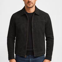 Dieter | Herren Klassische Reißverschluss Lederjacke – Schwarz