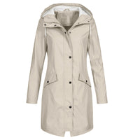 Damen Lange Regenjacke | Winddichte – Beige