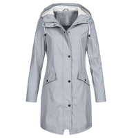 Damen Lange Regenjacke | Winddichte – Grau