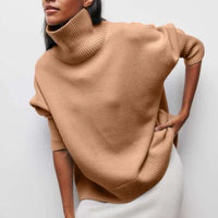MONIKA - OVERSIZE-PULLOVER MIT HOHEM KRAGEN – Khaki