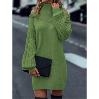 Laira™ – Kleid mit hohem Kragen und Zopfmuster – Grün
