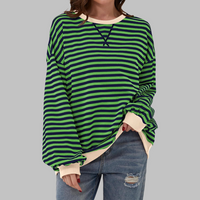 Lucy™ - Lässiger Gestreifter Pullover – Dunkelgrün