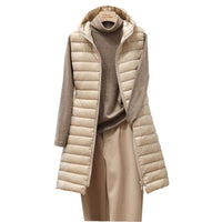 Aya - Die kuschelige und modische wattierte Jacke mit Kapuze – Beige