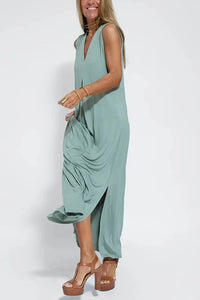 Verona - Elegantes langes locker sitzendes Kleid – Grün