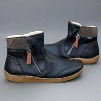 Valeska | Hochwertige Wasserdichte Lederstiefel mit Fußbett – Schwarz