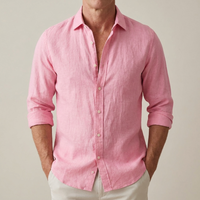 Jakob | Herren Klassisches Leinen Sommerhemd – Rosa
