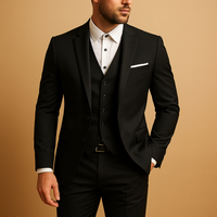 Herren Dreiteiliges Anzug Set | Gerade Schnittführung für formelle Anlässe – Schwarz