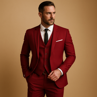 Herren Dreiteiliges Anzug Set | Gerade Schnittführung für formelle Anlässe – Rot
