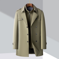 Rupertt | Mid-Langer Trenchcoat für Herren mit Abnehmbarer Innenjacke & Stehkragen – Kaki