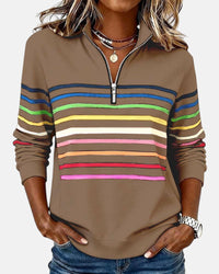 Trina-mae™ – Bequeme Striped Sweater – Khaki
