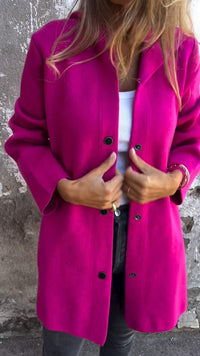 Hanneke™ | Sommerblazer mit Knöpfen und Kapuze – Violett