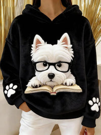 Eglantine – Kapuzen Sweatshirt Aus Flanell Mit Terrier Drucken – Schwarz